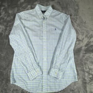 Ralph Lauren Men's Slim Fit Stretch XL TG Button Down Shirt L/S Blue/Green Plaid